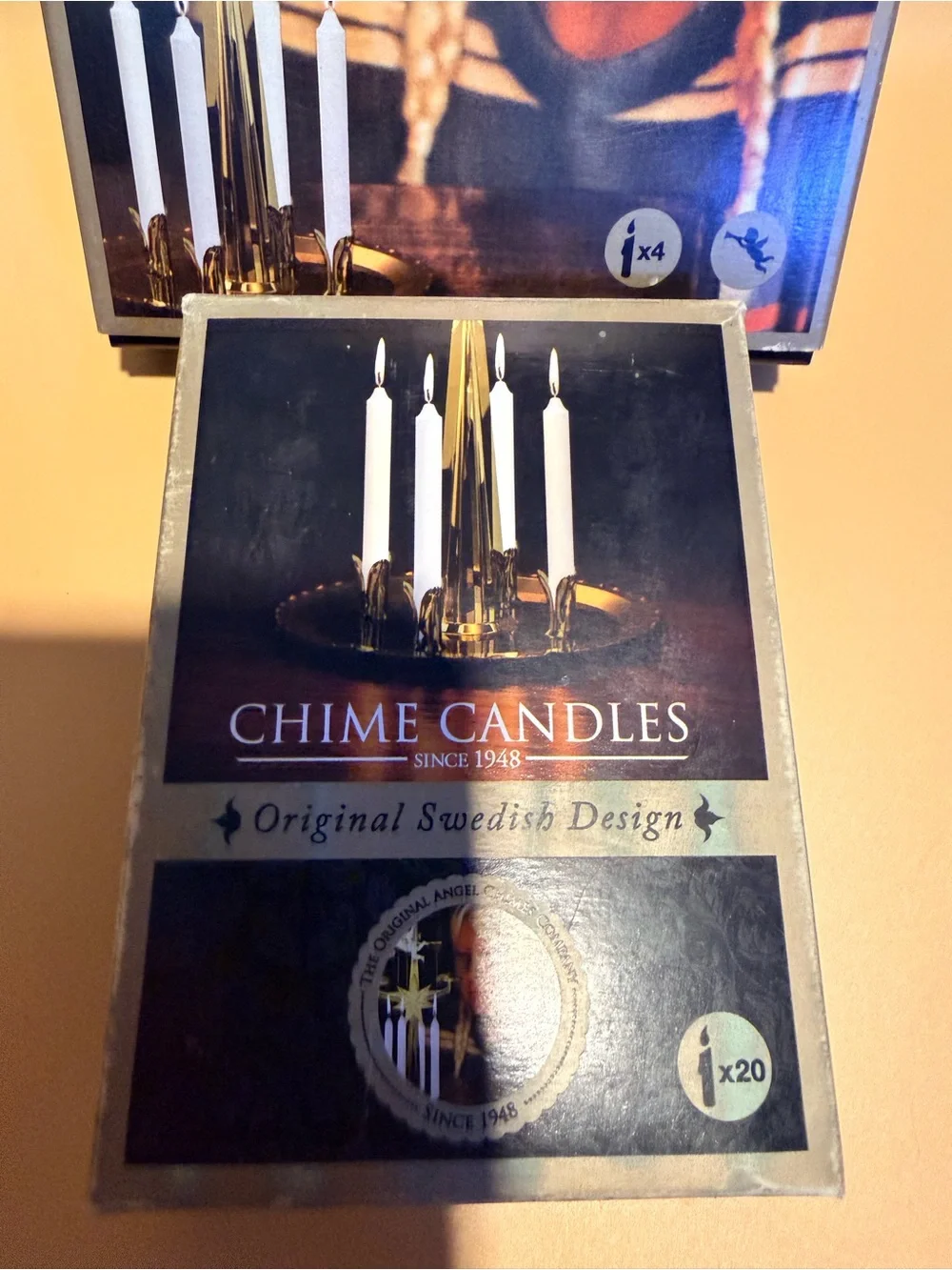 Brass Chime Candle Set with White Candles